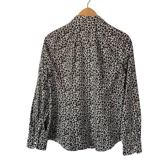 Talbots Leopard Spot Blouse Button Up Wrinkle Resistant Career Shirt Size 8 - Picture 3 of 6